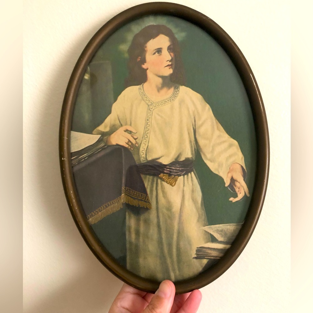 Rare Vintage Framed Young Christ at the Temple